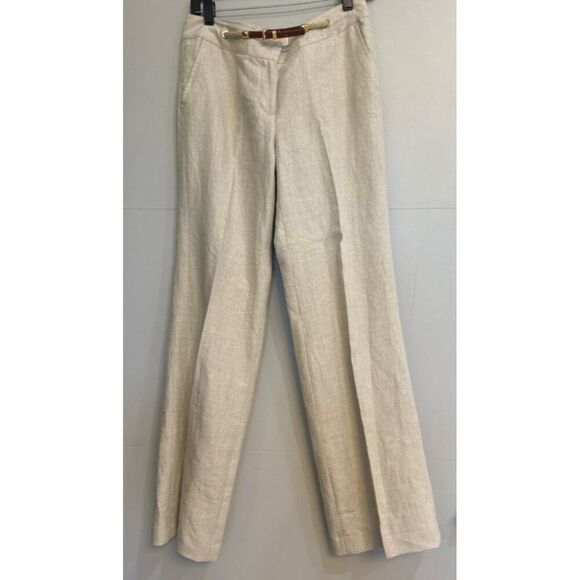 Michael Kors Women Beige Linen Dress Pants Size 4 - Picture 1 of 10